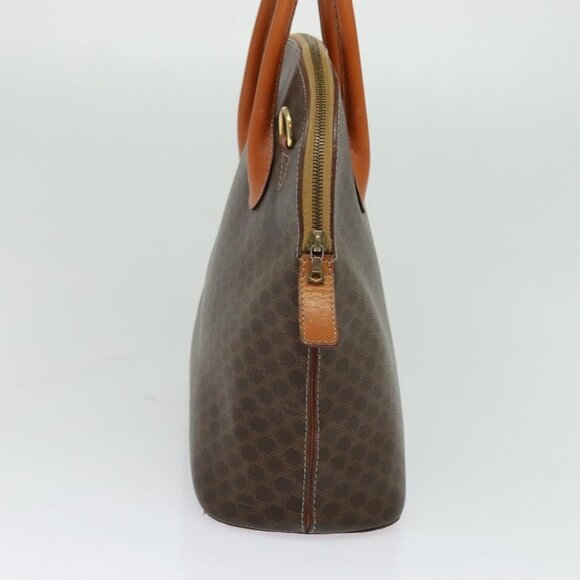 CELINE Macadam Canvas Hand Bag PVC Leather Brown Gold Auth - Picture 4 of 15